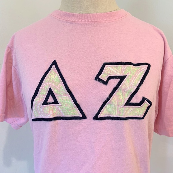 Light Pink Delta Zeta T Shirt w/ DZ Letters - Picture 2 of 8